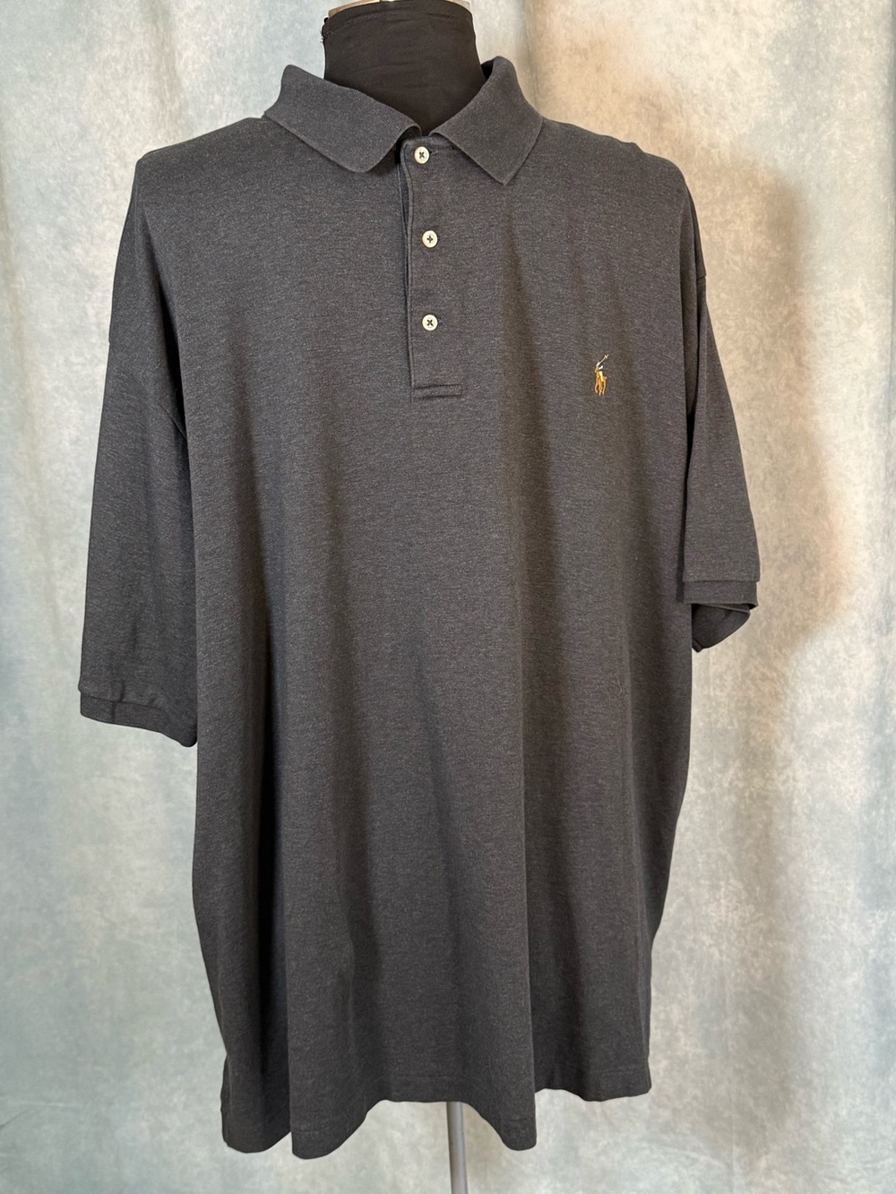 Men's Polo Shirt - Dark Blue/Gray with Embroidered Logo 4XLT
